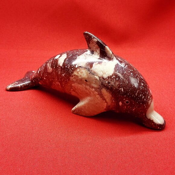 Vintage Carved Marble Stone Dolphin Figurine Paperweight Home Decor - Picture 13 of 14